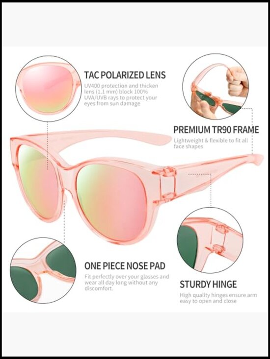 Polarized Fit Over Glasses Sunglasses, UV400 Protection, TR90 Frame main image 6